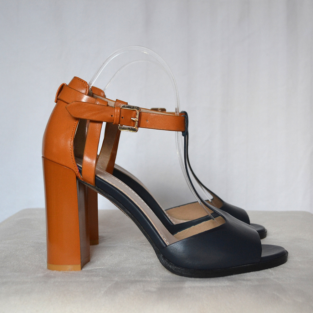 French Blu Color Blue+Cognac 218. Size 39